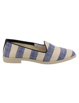 Mocasín mujer Hobby azul/beige