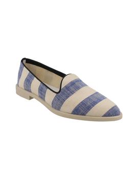 Mocasín mujer Hobby azul/beige