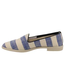 Mocasín mujer Hobby azul/beige