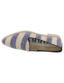 Mocasín mujer Hobby azul/beige