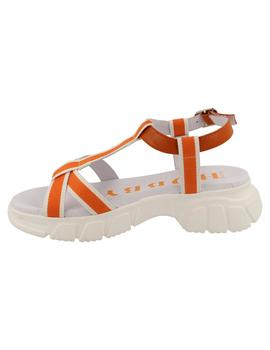 Sandalia mujer Hobby blanco/naranja
