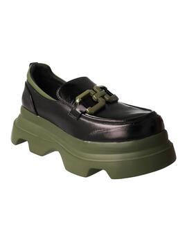 Mocasín mujer Jeannot negro/verde