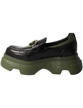 Mocasín mujer Jeannot negro/verde