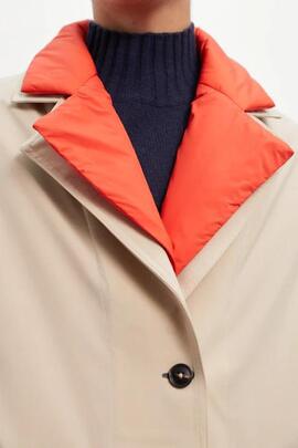 Gabardina mujer Ecoalf Albertalf beige/ naranja