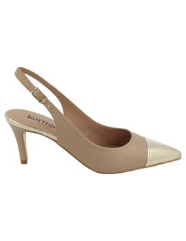 Zapato salón mujer Karmine nude/dorado