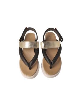 Sandalia mujer United Nude Delta Tong neg/dorado