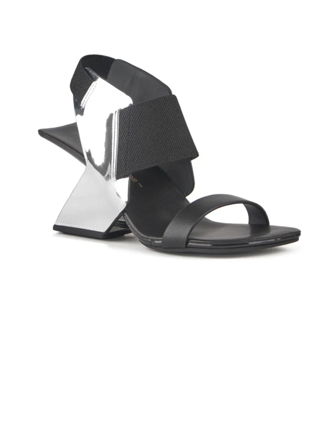 Sandalia mujer United Nude Loop Reiki plata-negro
