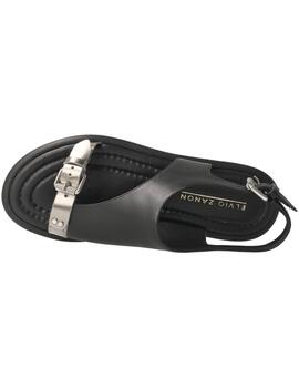 Sandalia mujer Elvio Zanon negro/plata